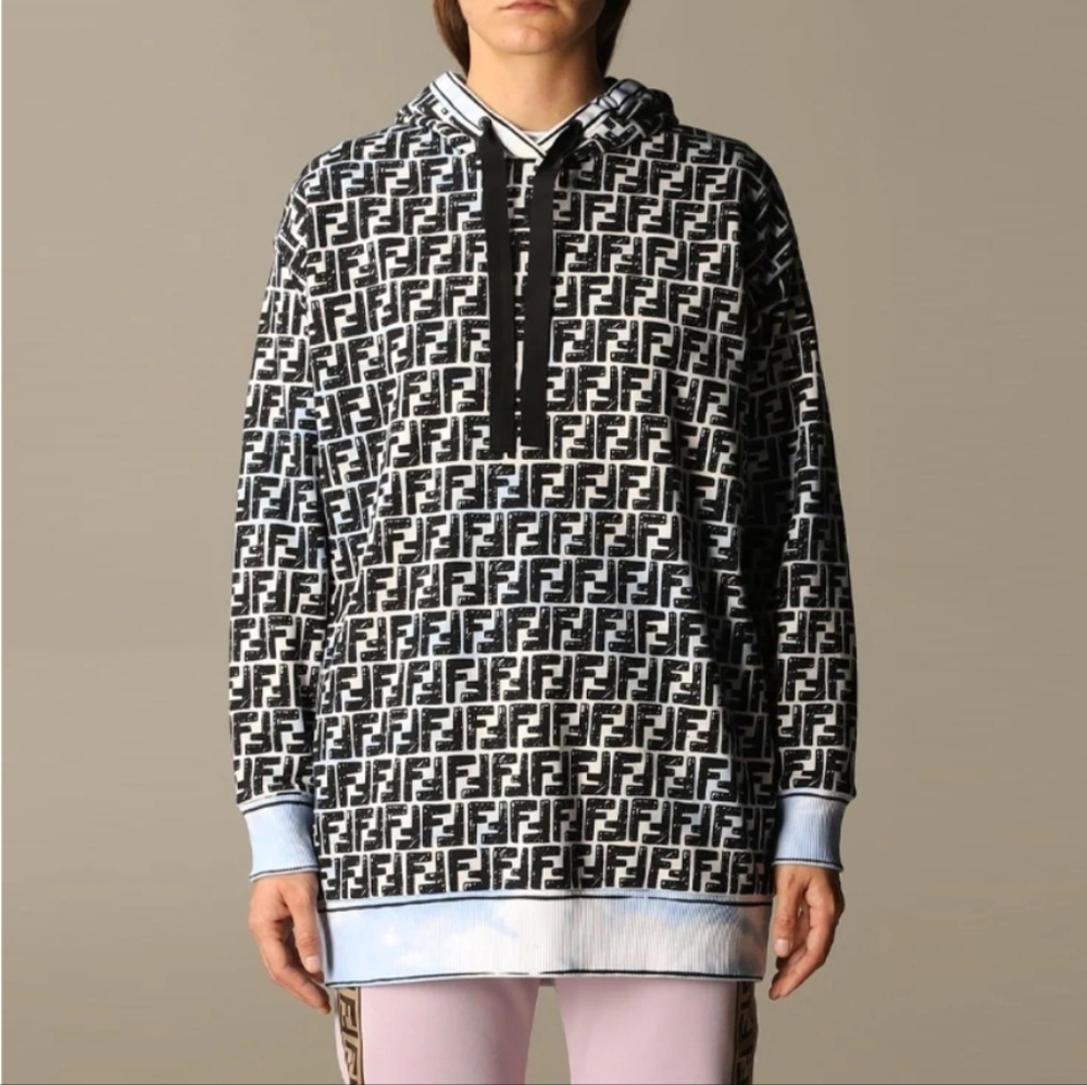 FENDI Unisex Roma Joshua Vides Hoodie Light Blue. Brand New W/Tags